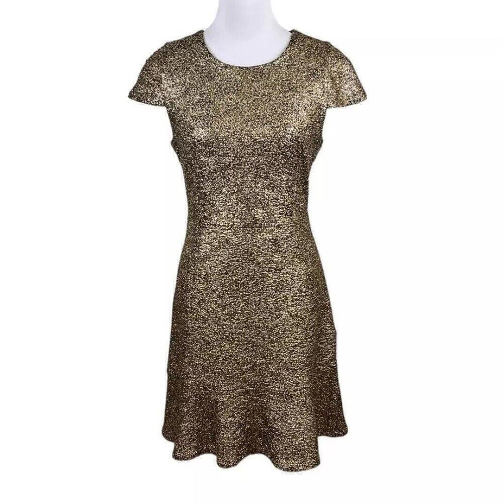 Michael Kors Women' Mini Dress In Color Shimmer Gold | Formal/cocktail  Dress - Picture 3 of 7